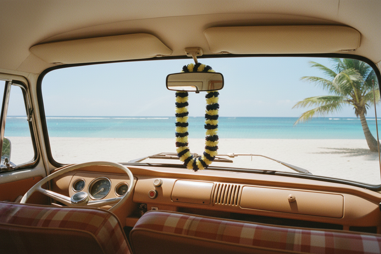 Lemon and Royal Blue Garland for VW Campervan T2, T25, T4, T5 or Beetle